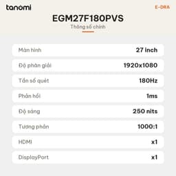 Màn hình gaming E-DRA EGM27F180PVS 27 inch IPS Full HD 180Hz 1ms chơi game 99 sRGB bảo hành 2 năm 5