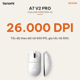 Chuột gaming không dây MCHOSE A7 V2 Pro HW-A7V2-2 3 chế độ kết nối nhẹ 59g cảm biến PAW3395 DPI 26.000 8K Trắng 5