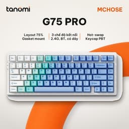 Bàn phím cơ không dây MCHOSE G75 Pro G75-12A 3 chế độ kết nối Gasket Hot-swap RGB keycap PBT Trắng tuyết 1