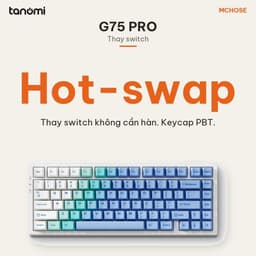 Bàn phím cơ không dây MCHOSE G75 Pro G75-12A 3 chế độ kết nối Gasket Hot-swap RGB keycap PBT Trắng tuyết 7