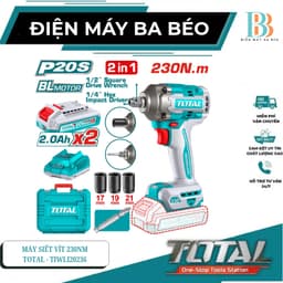 Máy siết bu loong không chổi than dùng  pin 20V, momen xoắn cực đại 230Nm total - TIWLI20236 1