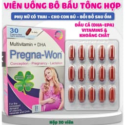 PREGNA WON (30 viên) Bổ Bầu Tổng Hợp, Bổ Sung DHA, Vitamin & Khoáng Chất Thiết Yếu Cho Mẹ Bầu & Sau Sinh< BUN BUN SHOP 1