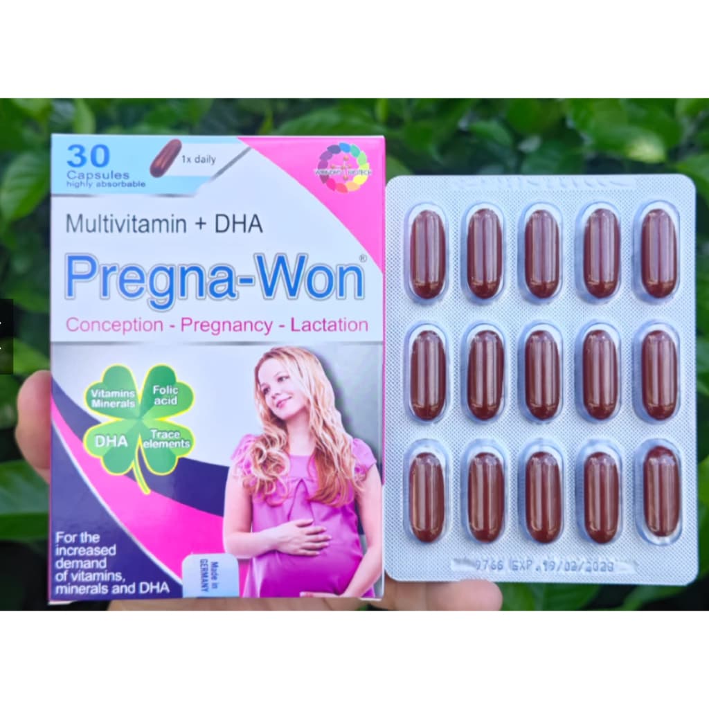 PREGNA WON (30 viên) Bổ Bầu Tổng Hợp, Bổ Sung DHA, Vitamin & Khoáng Chất Thiết Yếu Cho Mẹ Bầu & Sau Sinh< BUN BUN SHOP