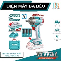 Máy siết buloong 405Nm dùng pin 20V, không chổi than, đầu siết vuông 1/2'' TOTAL - TWLI20451 1