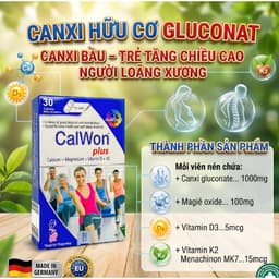 CalWon Plus (hộp 30v )Bổ Sung Canxi Hữu cơ, Magie,Vitamin D3,K2-Mk7 Cho Mẹ Bầu,Sau Sinh,Người Loãng Xương< BUN BUN SHOP 4