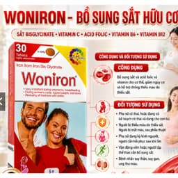 Woniron (Hộp 30 viên) Sắt Hữu Cơ Bislycinate, Acid Folic Cho Mẹ Bầu, Người Thiếu Máu Do Thiếu Sắt< BUN BUN SHOP 3