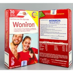 Woniron (Hộp 30 viên) Sắt Hữu Cơ Bislycinate, Acid Folic Cho Mẹ Bầu, Người Thiếu Máu Do Thiếu Sắt< BUN BUN SHOP 7