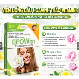 EPOWON  (HỘP 30V ) Viên Uống Tinh Dầu Hoa Anh Thảo Vitamin E. Hỗ Trợ Cân Bằng Nội Tiết Tố Nữ & Làm Đẹp Da< BUN BUN SHOP 2