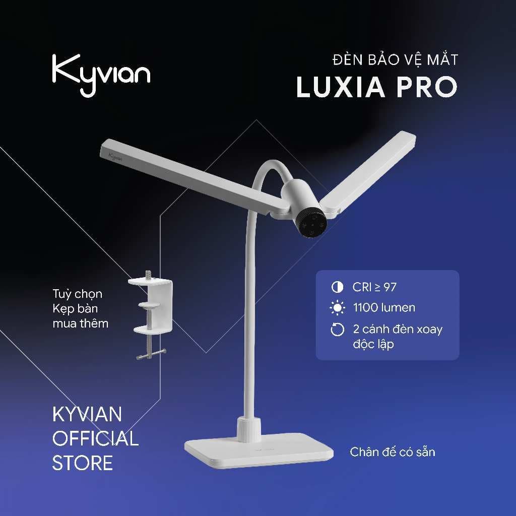 Kyvian Đèn Bàn Học Chống Cận Luxia Pro V2 1100 Lumen CRI ≥97 Bảo Vệ Mắt 16W 10 Cấp Độ Sáng 4 Nhiệt Độ Màu by Velix