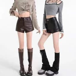 Quần short da nữ đẹp chất da cao cấp cạp cao ôm eo có túi dáng basic, quần đùi nữ khóa kéo trước tôn dáng năng động 622 4