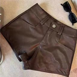 Quần short da nữ đẹp chất da cao cấp cạp cao ôm eo có túi dáng basic, quần đùi nữ khóa kéo trước tôn dáng năng động 622 6