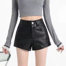 Quần short da nữ đẹp chất da cao cấp cạp cao ôm eo có túi dáng basic, quần đùi nữ khóa kéo trước tôn dáng năng động 622 5