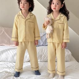 BỘ pizama dài tay cho bé trai, gái phối viền kẻ sọc không  bai xù an toàn cho làn da bé trai,gái 2