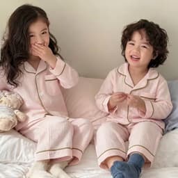 BỘ pizama dài tay cho bé trai, gái phối viền kẻ sọc không  bai xù an toàn cho làn da bé trai,gái 7