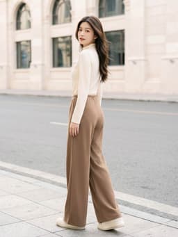 Quần dài nữ CARDINA chất liệu nỉ suông cạp chun luồn dây 6QDT35 8