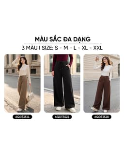 Quần dài nữ CARDINA chất liệu nỉ suông cạp chun luồn dây 6QDT35 3