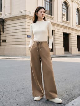 Quần dài nữ CARDINA chất liệu nỉ suông cạp chun luồn dây 6QDT35 5