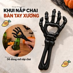 Dụng Cụ Khui Nắp Chai Hình Bàn Tay Xương Màu Đen, Đồ Mở Nắp Chai Trang Trí Tiệc Halloween 1