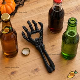 Dụng Cụ Khui Nắp Chai Hình Bàn Tay Xương Màu Đen, Đồ Mở Nắp Chai Trang Trí Tiệc Halloween 3