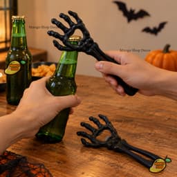 Dụng Cụ Khui Nắp Chai Hình Bàn Tay Xương Màu Đen, Đồ Mở Nắp Chai Trang Trí Tiệc Halloween 2
