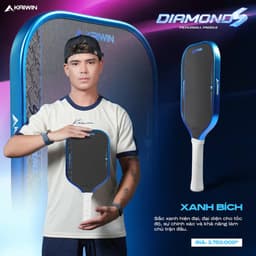 ( CHÍNH HÀNG ) VỢT PICKLEBALL KAIWIN DIAMOND S  – 3 LỚP CARBON T700 SIÊU NHÁM, LÕI MATRIX-C 4