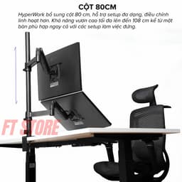 Giá Đỡ Màn Hình Đôi HyperWork P1 Dual 2025 DPA0125 Chính Hãng - Tải trọng từ 2-9 kg/màn, 17-32 inch 3