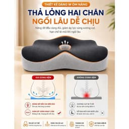 Đệm Lót Ghế Công Thái Học Khoét Lỗ Foma và Tấm Tựa Ghế Văn Phòng/ Masage Chân Bán Nuyệt/Đệm Tựa Lưng NIRA. LMS 3