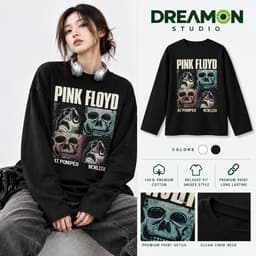 Áo thun dài tay Nam Nữ "Pink Floyd: Live at Pompeii" Áo Long Sleeve Oversize form rộng thoải mái 1