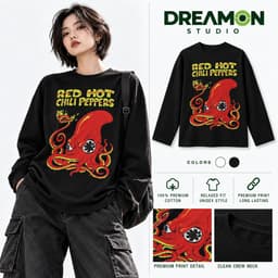 Áo thun dài tay Nam Nữ " Red Hot Chili Peppers" Áo Long Sleeve Oversize form rộng thoải mái 1
