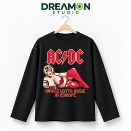 Áo thun dài tay Nam Nữ "AC/DC Whole Lotta Rosie" Áo Long Sleeve Oversize form rộng thoải mái 2