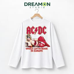 Áo thun dài tay Nam Nữ "AC/DC Whole Lotta Rosie" Áo Long Sleeve Oversize form rộng thoải mái 3