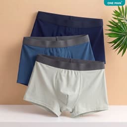 Combo 3 Quần Lót Nam ONE MAN Quần Boxer Chất Thun Lạnh Kháng Khuẩn Co Giãn 4 Chiều Thoải Mái Thấm Hút Mồ Hôi 3Q000 4