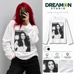 Áo thun dài tay Nam Nữ " LANA Del Rey- nàng thơ" Áo Long Sleeve Oversize form rộng thoải mái 1