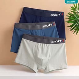 Combo 3 Quần Boxer Nam ONE MAN Quần Lót Thun Lạnh Cao Cấp Kháng Khuẩn Co Giãn 4 Chiều Êm Ái Thoáng Mát 3Q002 1