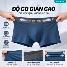 Combo 3 Quần Boxer Nam ONE MAN Quần Lót Thun Lạnh Cao Cấp Kháng Khuẩn Co Giãn 4 Chiều Êm Ái Thoáng Mát 3Q002 2