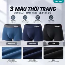 Combo 3 Quần Boxer Nam ONE MAN Quần Lót Thun Lạnh Cao Cấp Kháng Khuẩn Co Giãn 4 Chiều Êm Ái Thoáng Mát 3Q002 7