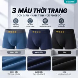 Combo 3 Quần Lót Nam ONE MAN Quần Boxer Thun Lạnh Co Giãn 4 Chiều Thiết Kế Nam Tính Thấm Hút Mồ Hôi 3Q004 2
