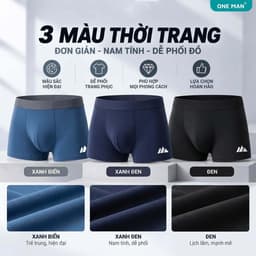 Combo 3 Quần Lót Nam ONE MAN Quần Boxer Thun Lạnh Co Giãn 4 Chiều Ôm Vừa Vặn Thoải Mái Khi Sử Dụng 3Q005 2