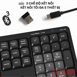Bàn Phím Không Dây HyperWork SilentKey TS01 Chính Hãng - Fullsize, Chống Ồn X-Scissors, Đa Thiết Bị 5