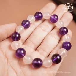 Ngọc Đan Tâm - Vòng Tay Thạch Anh Tím 11mm 6A Phối Thạch Anh Hồng 10mm 4A - Mệnh Hỏa & Mệnh Thổ 3