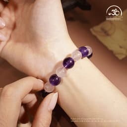 Ngọc Đan Tâm - Vòng Tay Thạch Anh Tím 11mm 6A Phối Thạch Anh Hồng 10mm 4A - Mệnh Hỏa & Mệnh Thổ 7