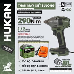 1 Máy Siết Bulong Pin 21V HUKAN GC-IWL290N Lực Siết 290Nm - Không Chổi Than - Đầu 2 Trong 1 Đa Năng 3