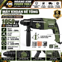 1 Máy Khoan Bê Tông HUKAN GC-ERH226 3 Chức Năng, 1050W Lực Đập 3.2J Mũi 26mm - Dùng Điện 220V 1