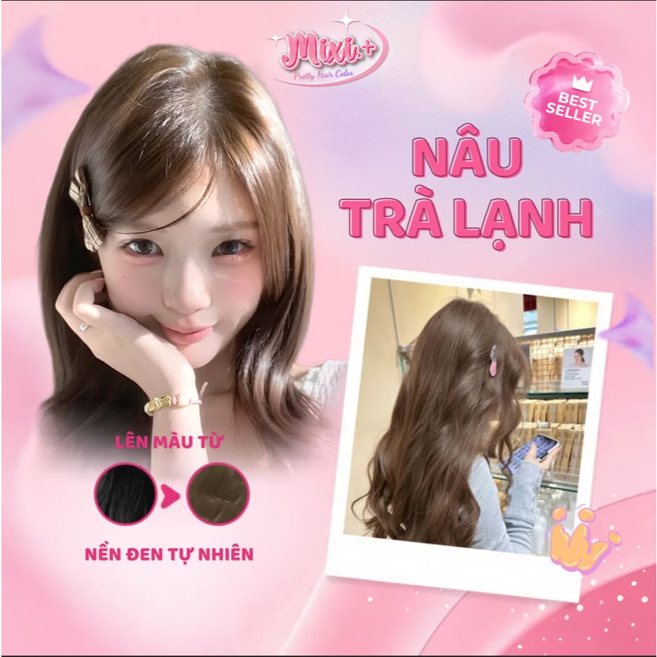Thuốc nhuộm tóc tại nhà,  Thuốc Nhuộm Tóc Màu NÂU TRÀ LẠNH Cực Sáng Da, Không Cần Dùng Thuốc Tẩy Tóc |  Cheeng+