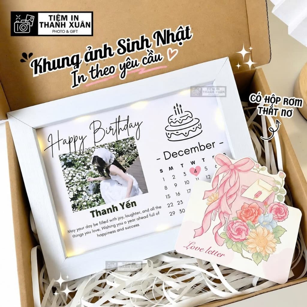 Khung ảnh SINH NHẬT để bàn in ảnh theo yêu cầu có khung ảnh quà tặng sinh nhật cho nữ nam bạn bè handmade