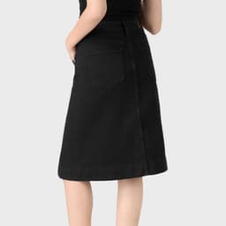 Chân váy jean chữ A dáng dài qua gối GENVIET JEANS vải denim cạp cao giấu bụng thanh lịch basic 9111 3