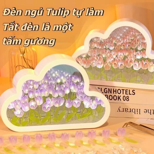 Đèn Ngủ Tulip hình Đám Mây Gương Trang Trí. LMS