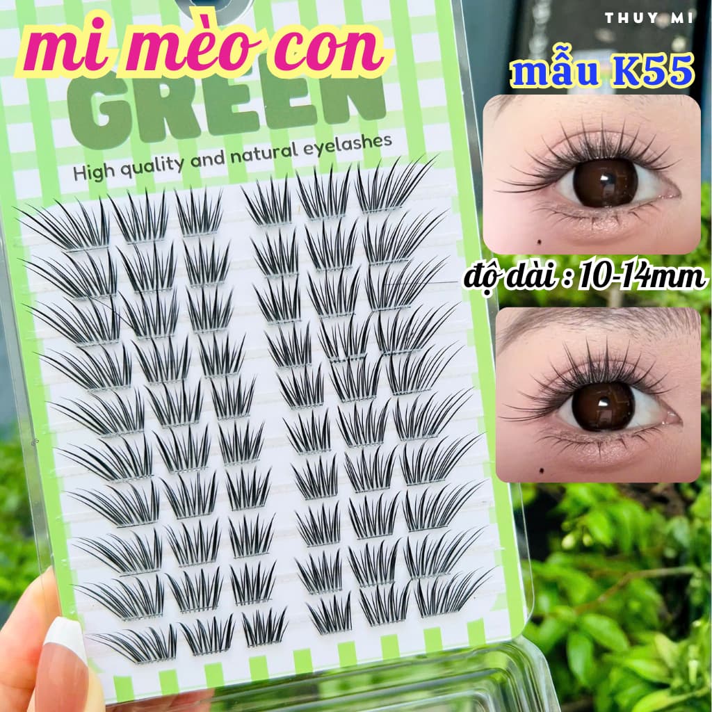 Mi Giả Mèo Con K53 Tia Mắt Ướt Độ Dài 11-14mm GREEN Thủy Mi