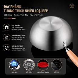Chảo Tổ Ong (Đáy Sâu) Cán Gỗ Có Nắp 20cm và 32cm/ (Đáy Bằng) 28cm/ 2 Quai/ Lồng Sâu 18cm. LM 7