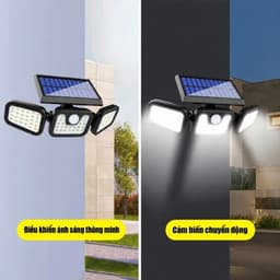 Đèn Năng Lượng Mặt Trời 3 Đầu 122 LED, Đèn Cảm Biến Chuyển Động Ngoài Trời Chống Nước, Chiếu Sáng Sân Vườn 6